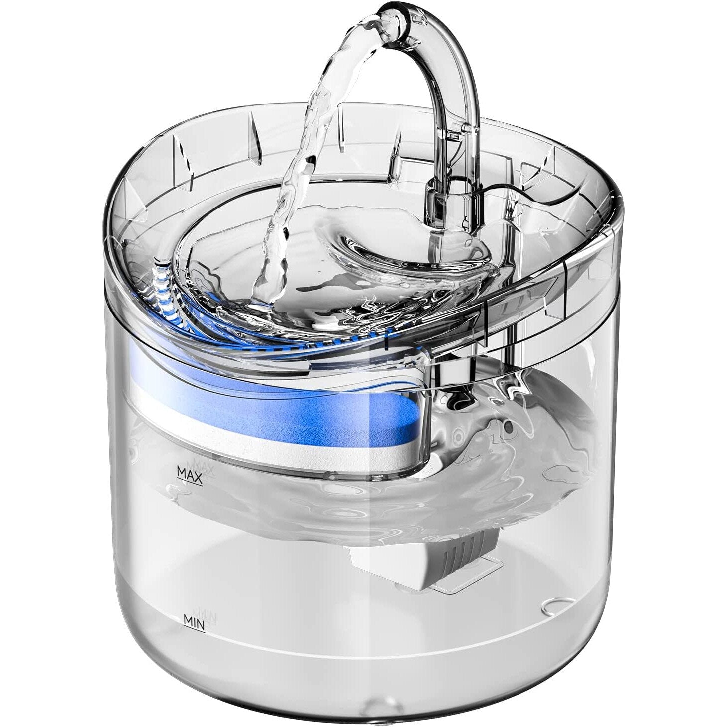 Dispenser apa automat tip fantana pentru pisici si caini – 1.8 L, transparent, 1 filtru inclus