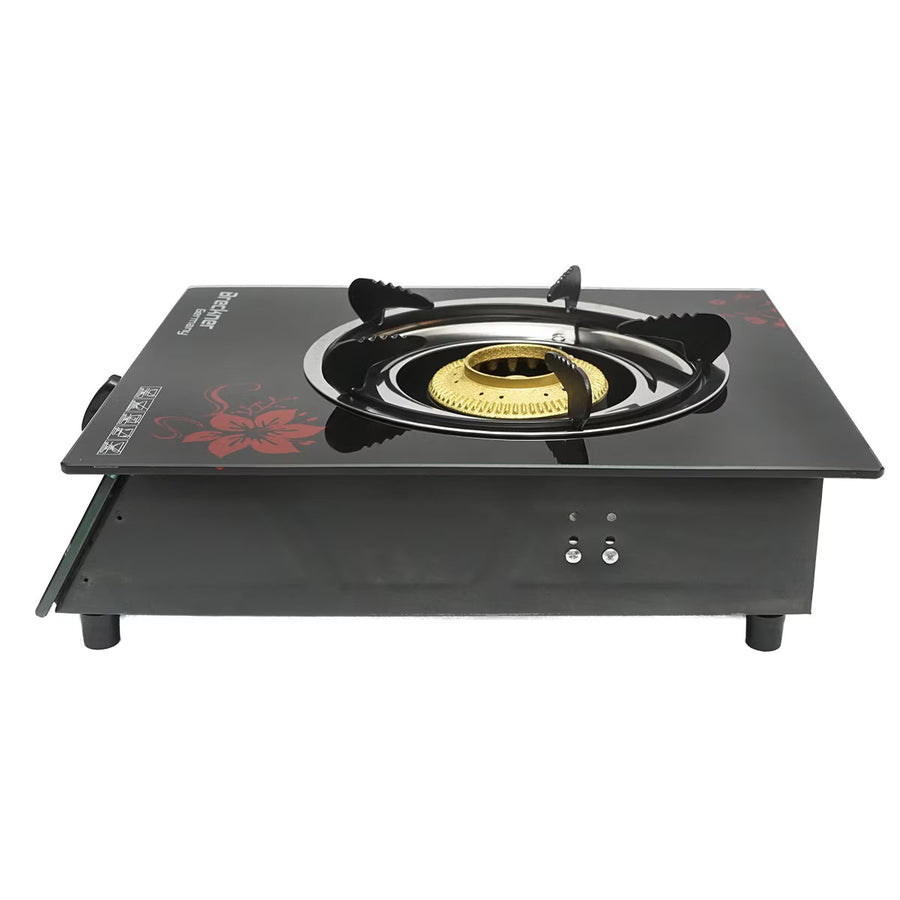 Aragaz din sticla securizata, 1 ochi din fonta, aprindere pe quartz, negru