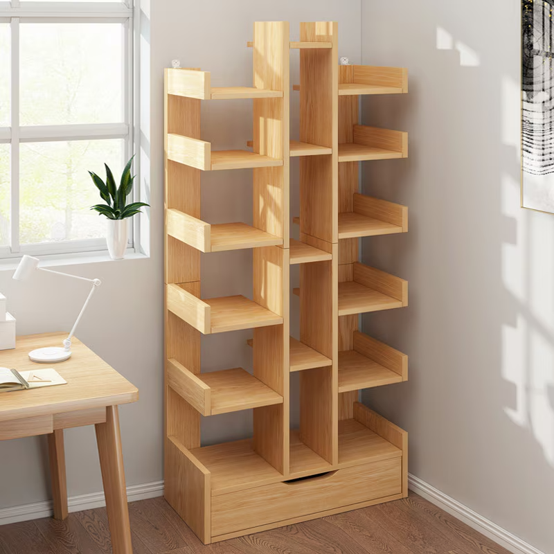 Biblioteca Tree of Knowledge cu 18 rafturi si sertar, 51x18x168cm