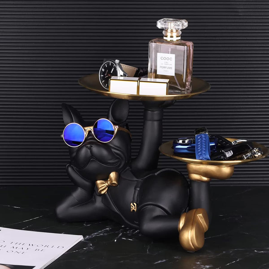 Statuie Decorativa Bulldog cu Tavi pentru Chei si Accesorii 32 x 17 x 18 cm, negru