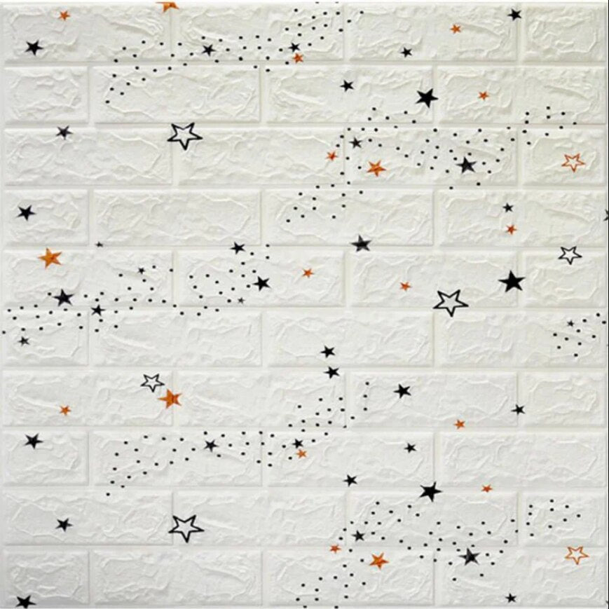 Tapet 3D caramida cu stelute auto-adeziv pentru interior, 70 x 77 cm