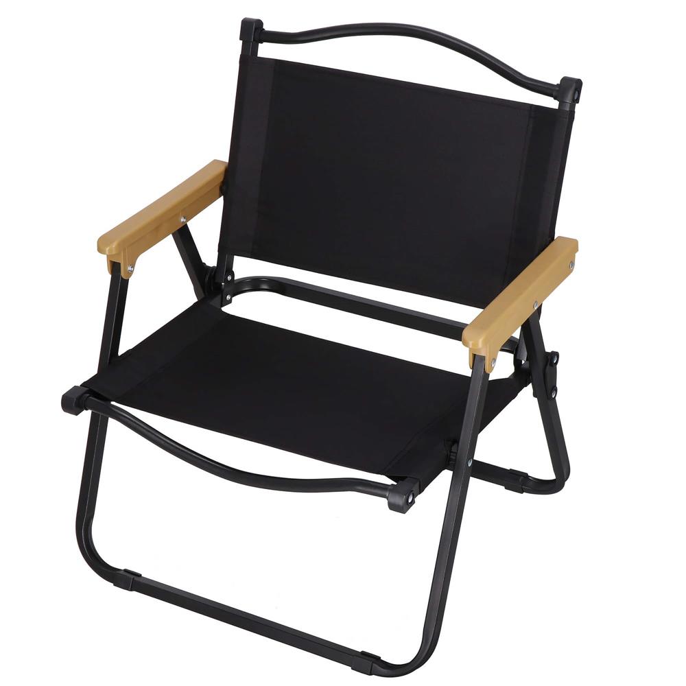 Scaun metalic plabil pentru gradina, camping sau plaja, 54x59x76 cm, negru