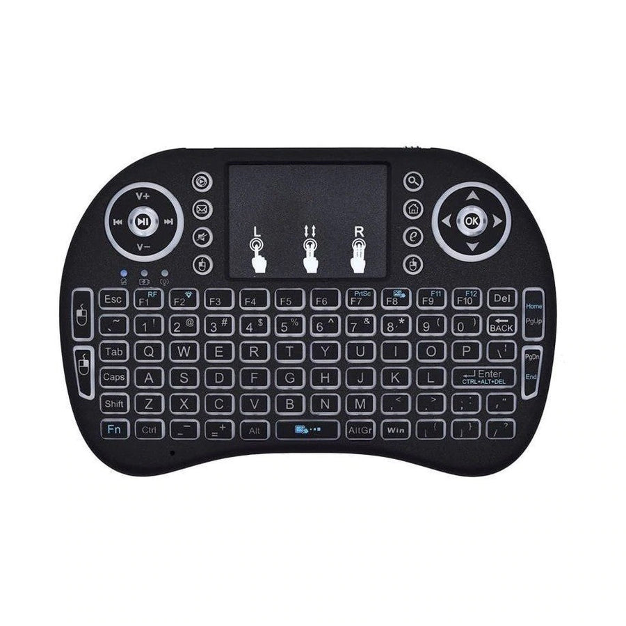 Mini tastatura wireless, cu touchpad, iluminata LED pentru PC, Laptop, Tableta, Xbox, Smart TV, Play Station, Raza 10m