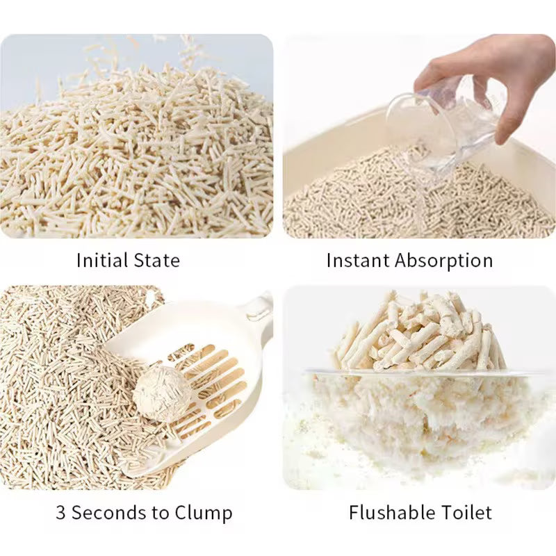 Litiera pentru pisici din tofu 6L, Formare rapida a bulgarilor, Absorbtie ridicata, Control eficient al mirosurilor