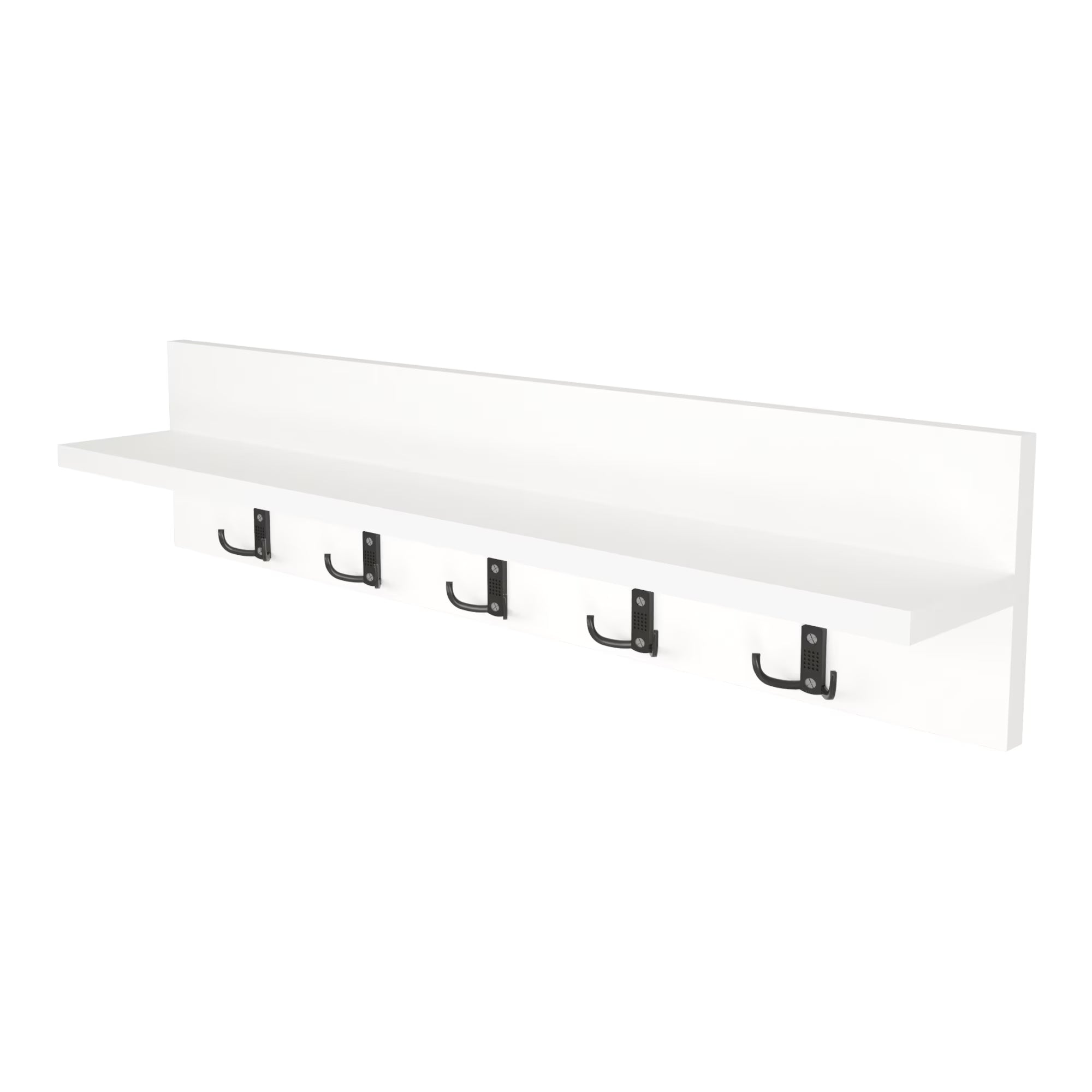 Cuier de perete cu 1 raft si 5 agatatori, montabil pe perete,   80 x 11 x 18 cm, PAL 18 mm