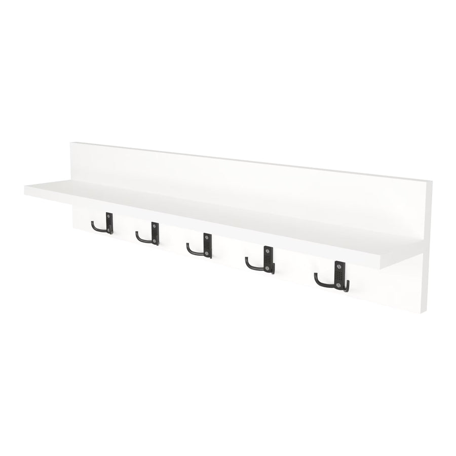 Cuier de perete cu 1 raft si 5 agatatori, montabil pe perete,   80 x 11 x 18 cm, PAL 18 mm