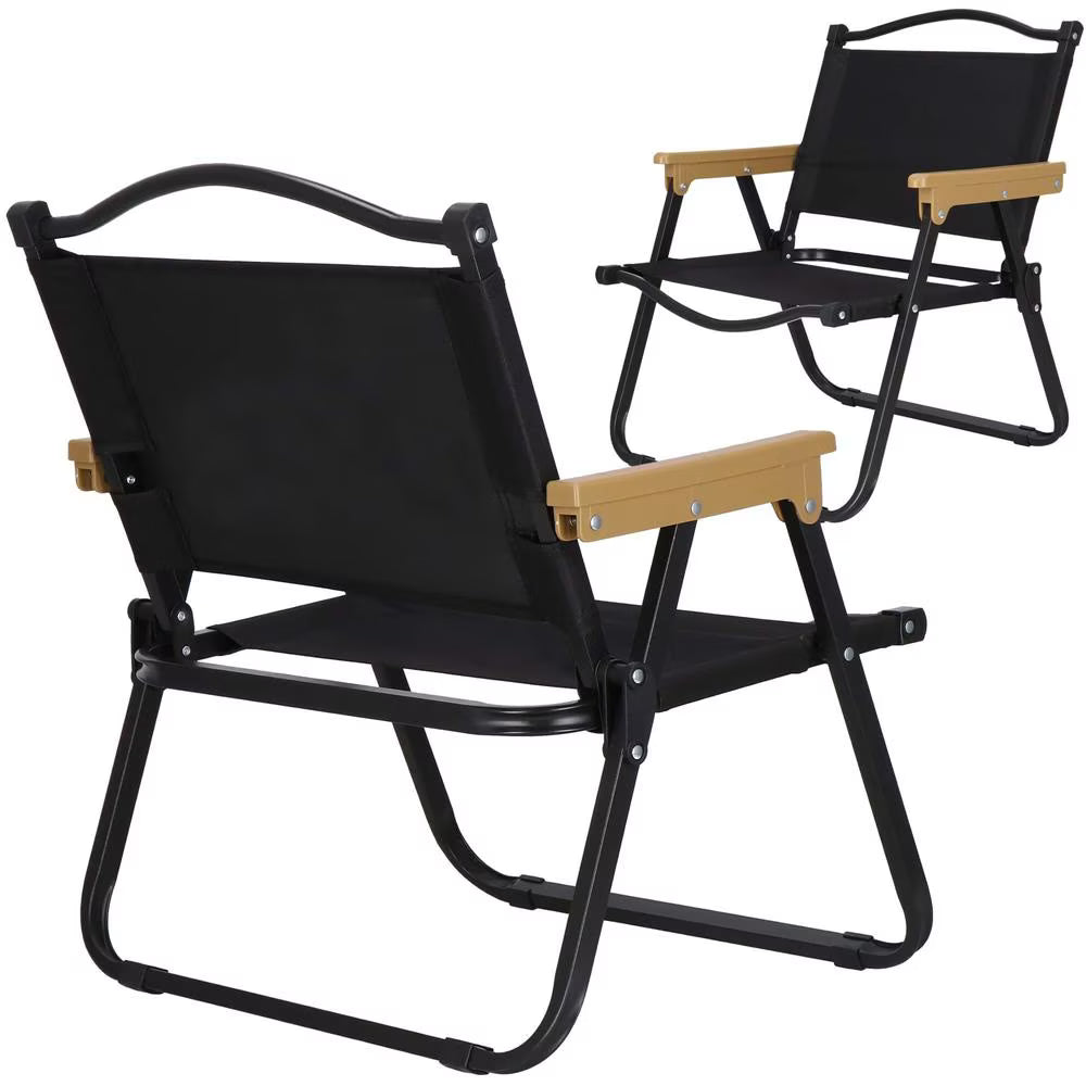 Scaun metalic plabil pentru gradina, camping sau plaja, 54x59x76 cm, negru