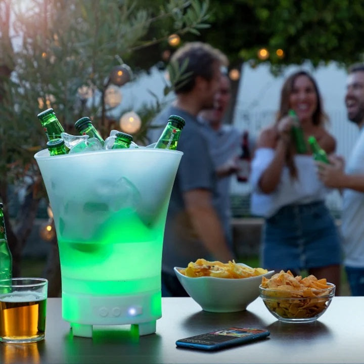 Frapiera gheata 7L cu iluminare LED si boxa wireless reincarcabila