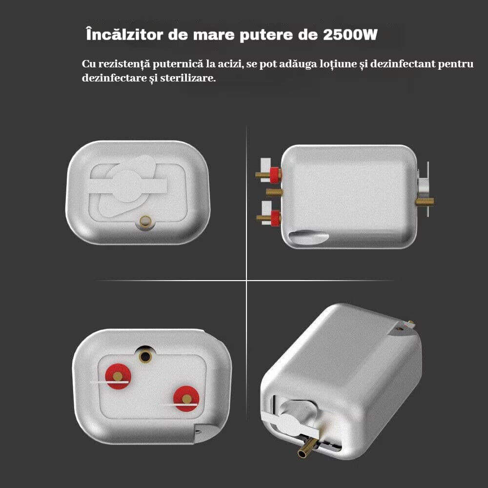 Aparat de curatat cu abur, 4 accesorii incluse, 2500W, alb/negru
