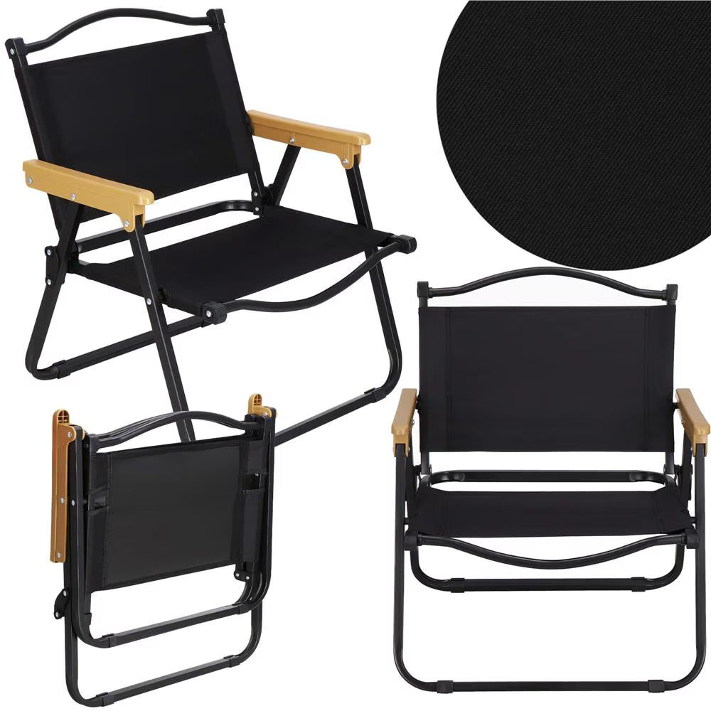 Scaun metalic plabil pentru gradina, camping sau plaja, 54x59x76 cm, negru