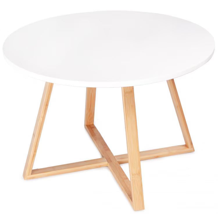 Masa de cafea rotunda 60 cm blat MDF picioare bambus design modern