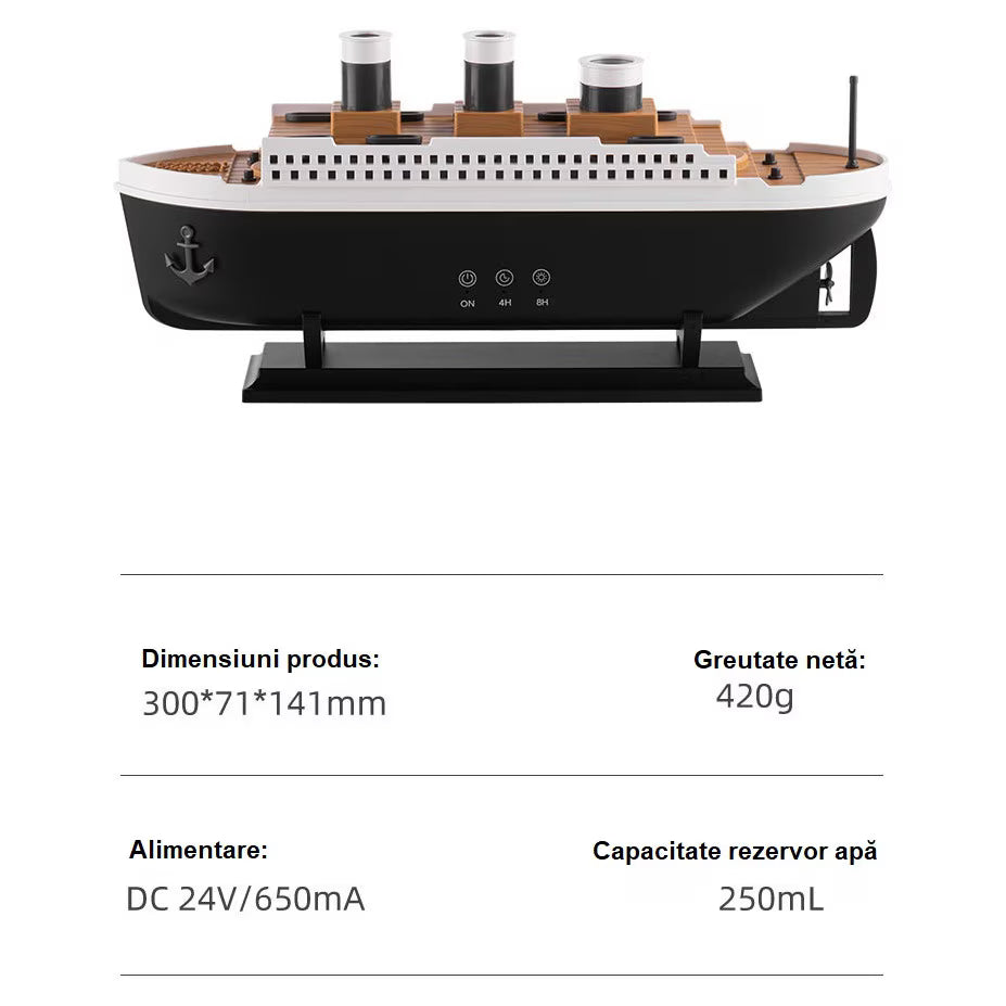 Umidificator de aer si difuzor, 6 lumini, capacitate 250 ML, functionare silentioasa, 2 moduri vaporizare, Negru
