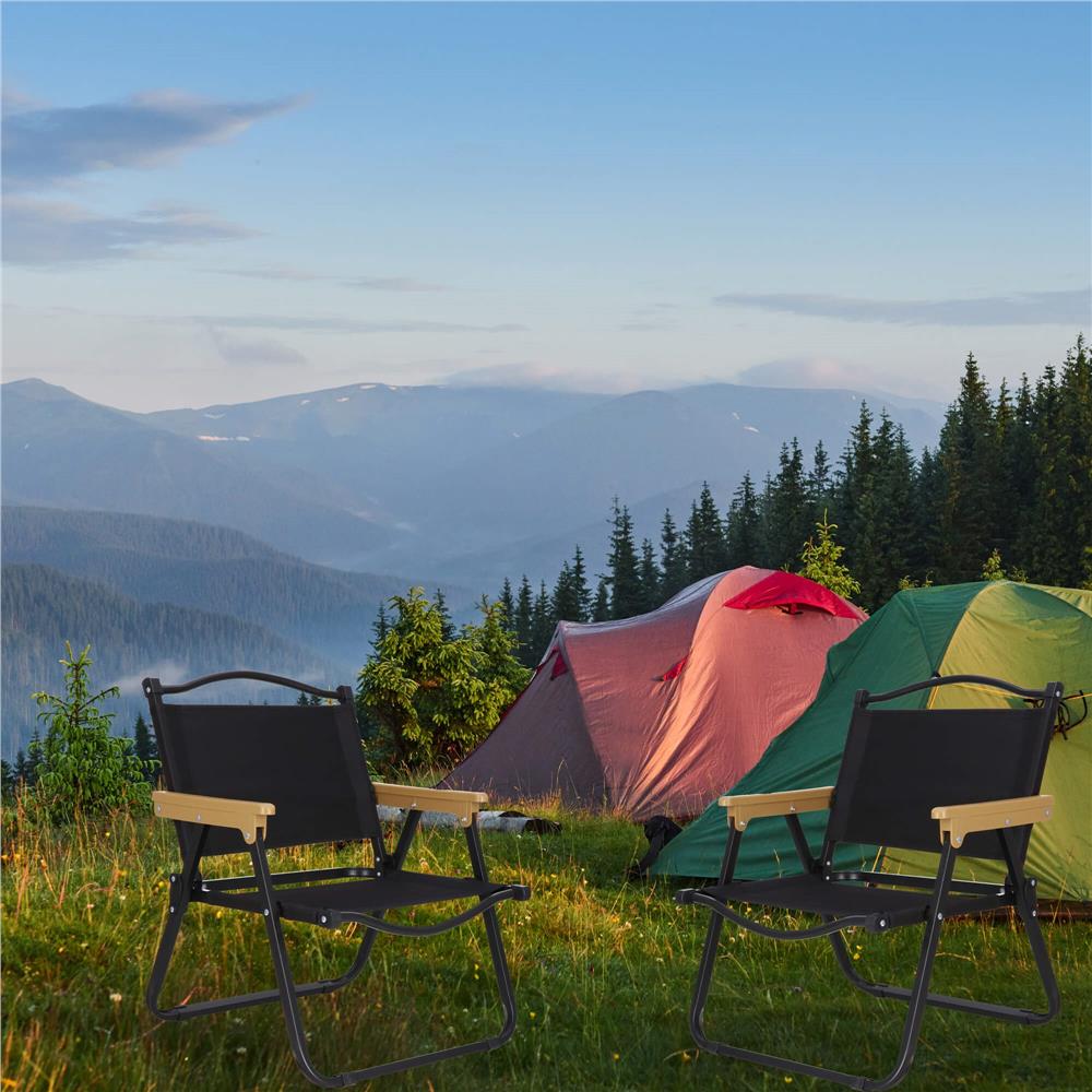 Scaun metalic plabil pentru gradina, camping sau plaja, 54x59x76 cm, negru