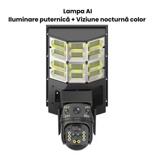 Lampa Solara cu Camera de Supraveghere SIM 4G, Aplicatie Mobila V380, 1920x2160, Microfon + Difuzor incorporat