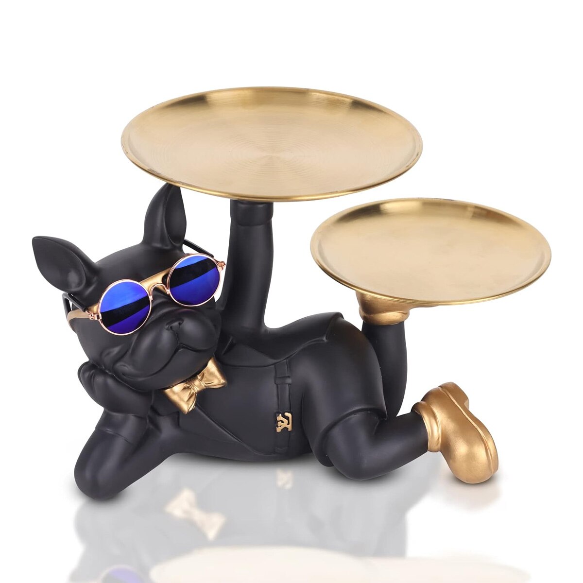 Statuie Decorativa Bulldog cu Tavi pentru Chei si Accesorii 32 x 17 x 18 cm, negru