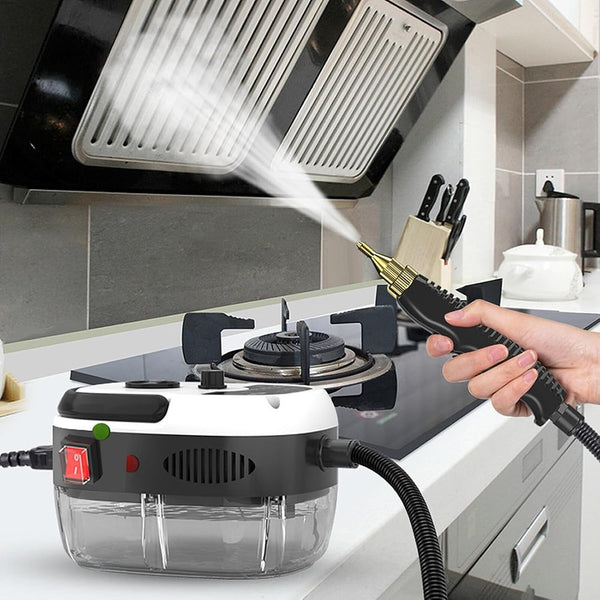 Aparat de curatat cu abur, 4 accesorii incluse, 2500W, alb/negru