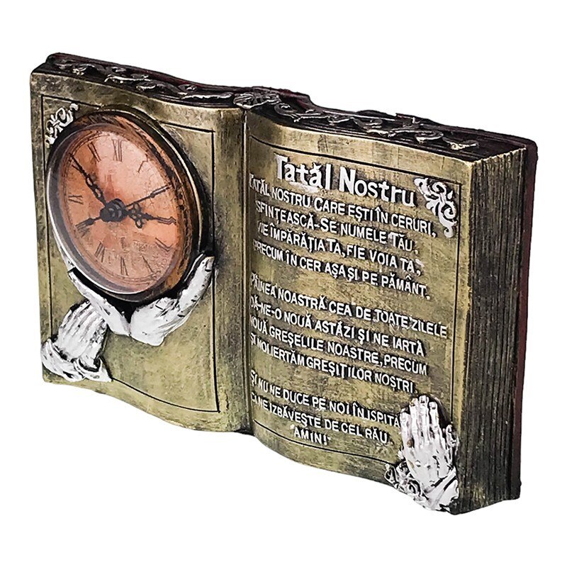 Ceas decorativ functional tip carte Tatal Nostru din rasina 23 x 4 x 14