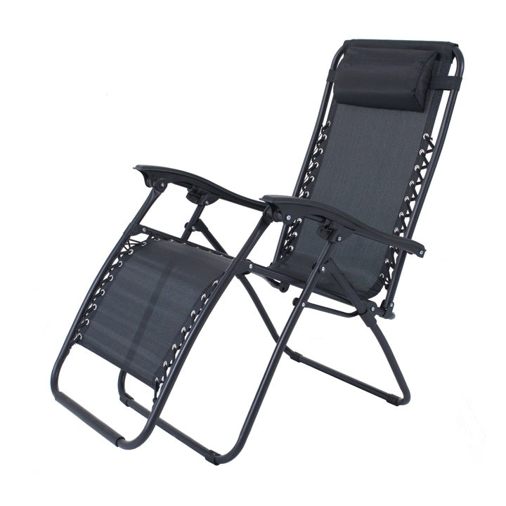 Set 2 sezlonguri Zero Gravity rabatabile 176x67x110 cm – plasa Teslin, perna si tava suport
