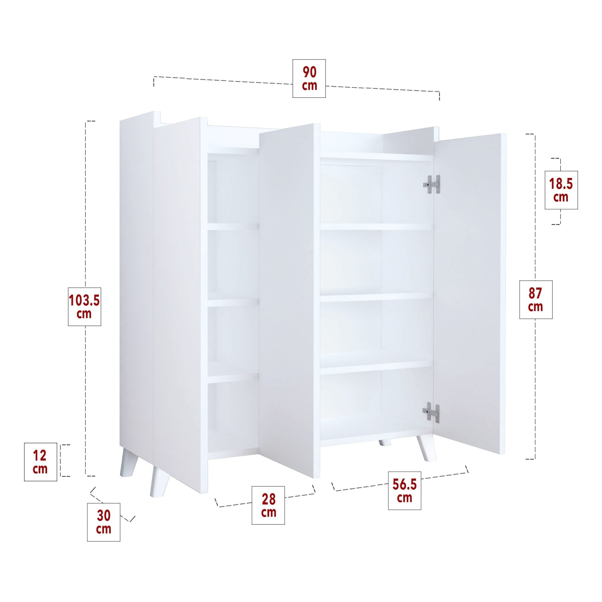 Dulap multifunctional cu 3 usi, Design scandinav modern 103.5 x 90 x 30cm