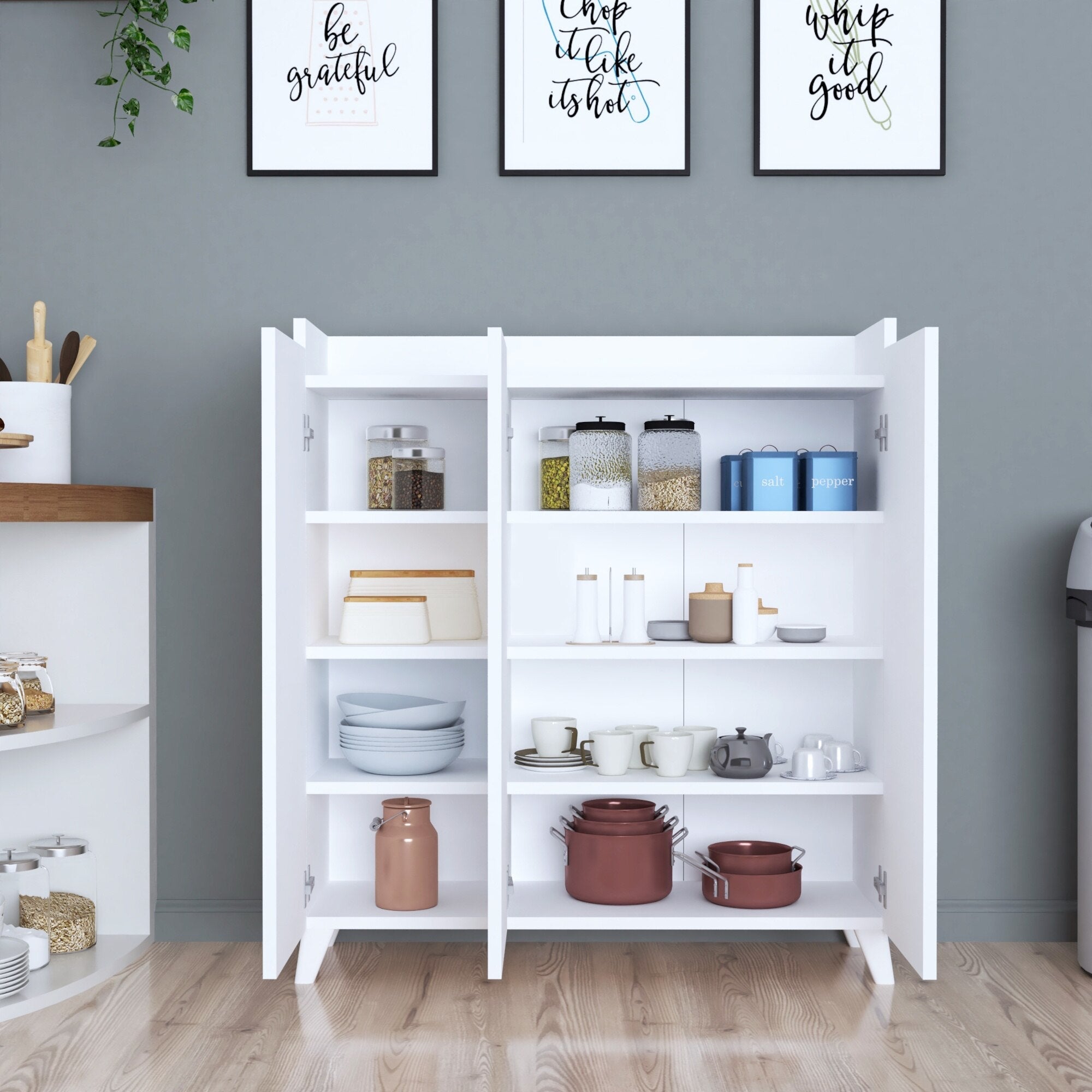 RESIGILAT - Dulap multifunctional cu 3 usi, Design scandinav modern 103.5 x 90 x 30cm
