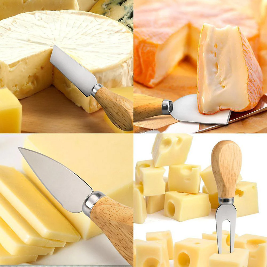 Set 6 cutite cu maner de lemn pentru branzeturi