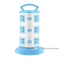 Prelungitor turn / vertical cu 12 Prize 3 porturi USB, 3 Intrerupatoare, alb/albastru