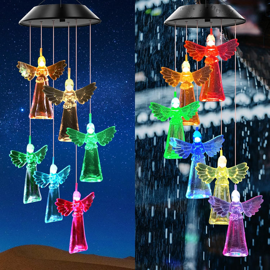 Ghirlanda solara decorativa ingerasi cu lumini LED multicolore si senzor de lumina IP55