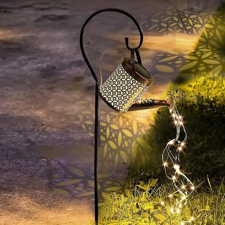 Lampa solara decorativa tip stropitoare – LED cu efect cascada, pentru gradina si terasa din ABS si metal