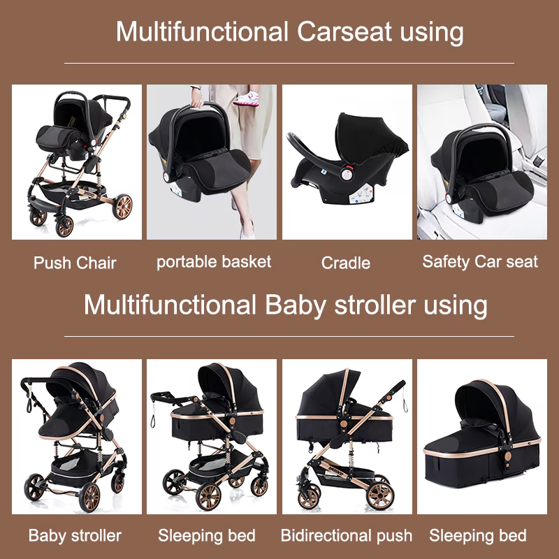 Carucior pliabil pentru copii, 3 în 1, Multifunctional – Landou, Scaun Auto si Carucior Sport