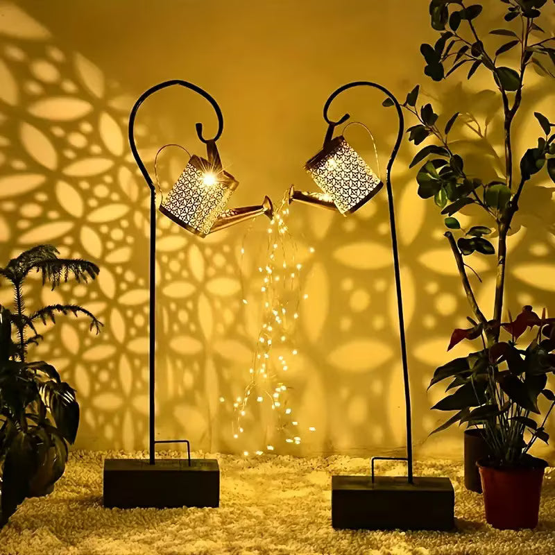 Lampa solara decorativa tip stropitoare – LED cu efect cascada, pentru gradina si terasa din ABS si metal