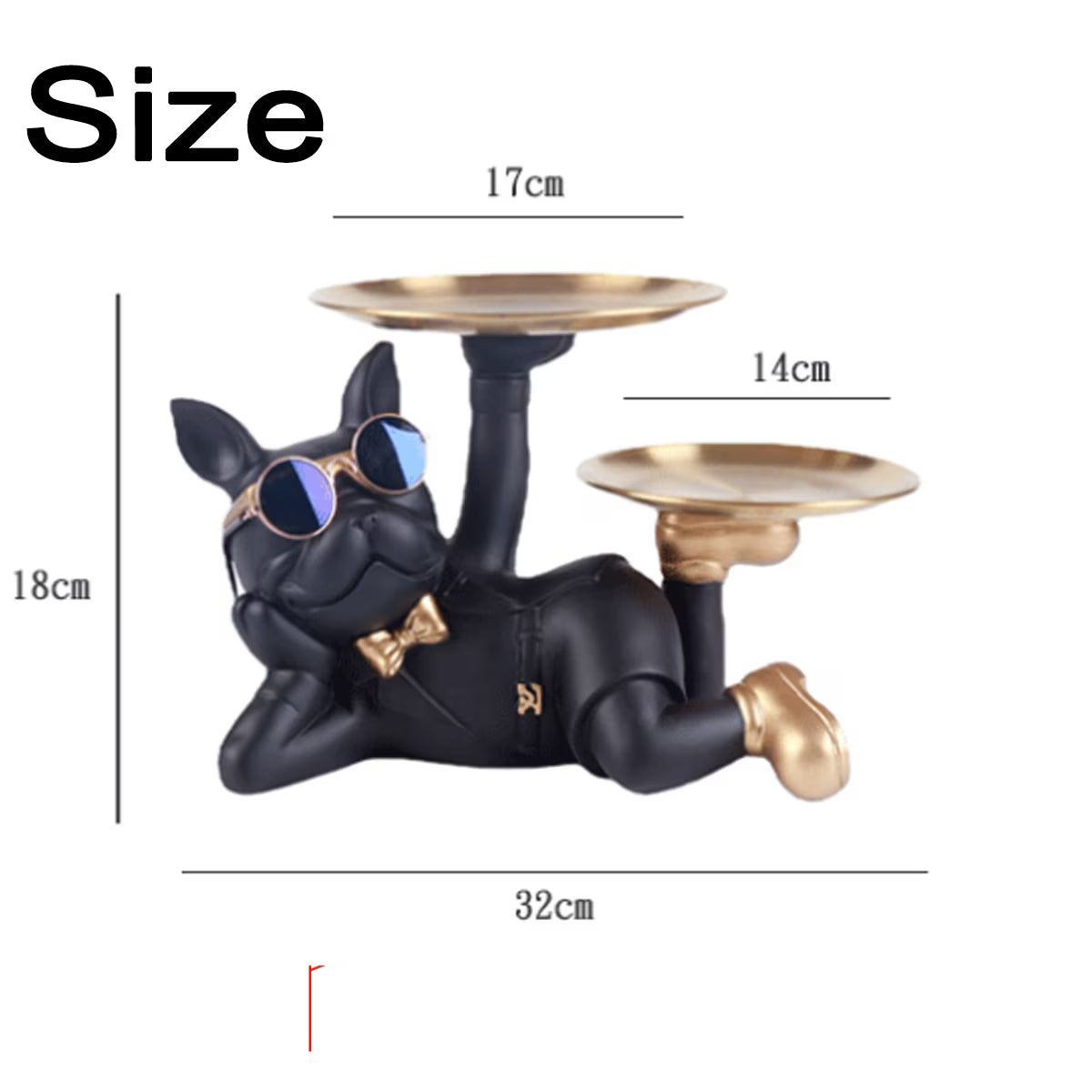 Statuie Decorativa Bulldog cu Tavi pentru Chei si Accesorii 32 x 17 x 18 cm, negru