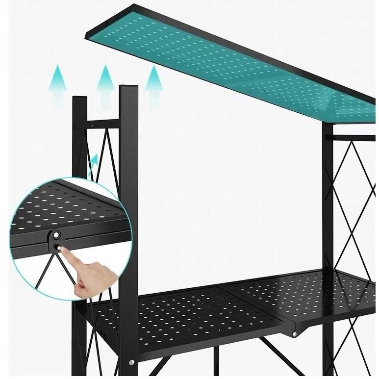 RESIGILAT - Raft depozitare metalic, pliabil, pe roti, 4 polite, 71.5 x 39 x 124 cm