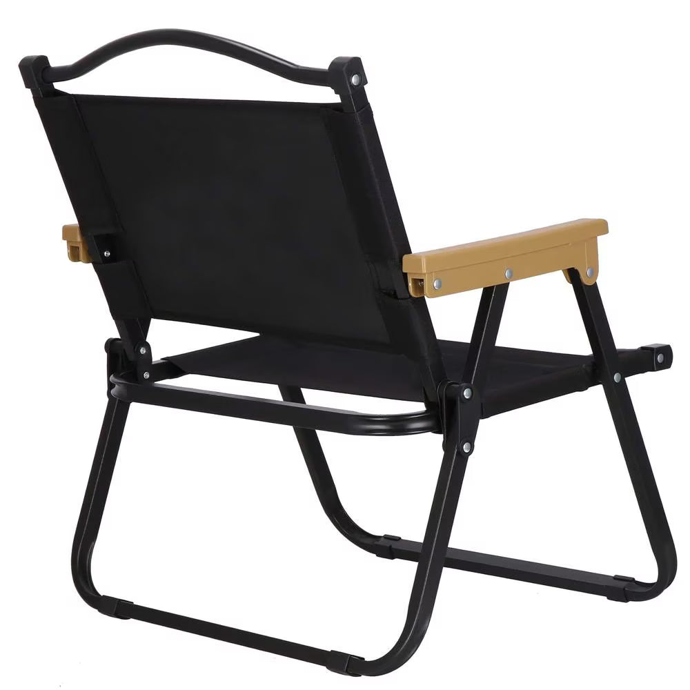 Scaun metalic plabil pentru gradina, camping sau plaja, 54x59x76 cm, negru