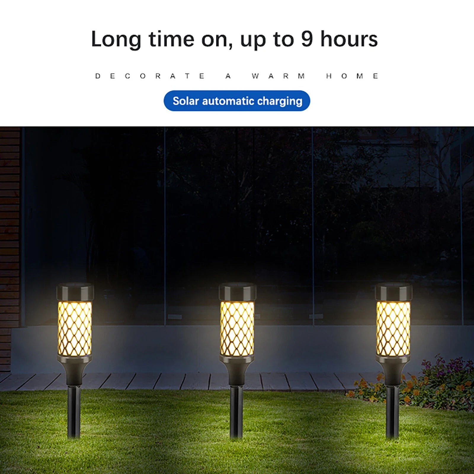 Set 4 Lampi solare LED pentru gradina, 10 LED SMD2835, iluminare automata, 38.5 cm