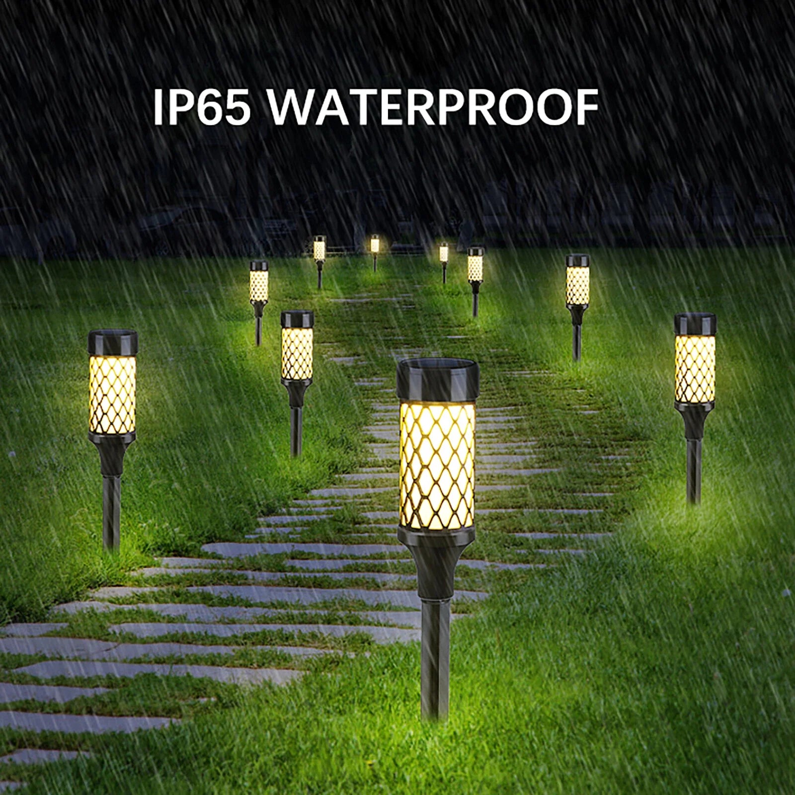 Set 4 Lampi solare LED pentru gradina, 10 LED SMD2835, iluminare automata, 38.5 cm