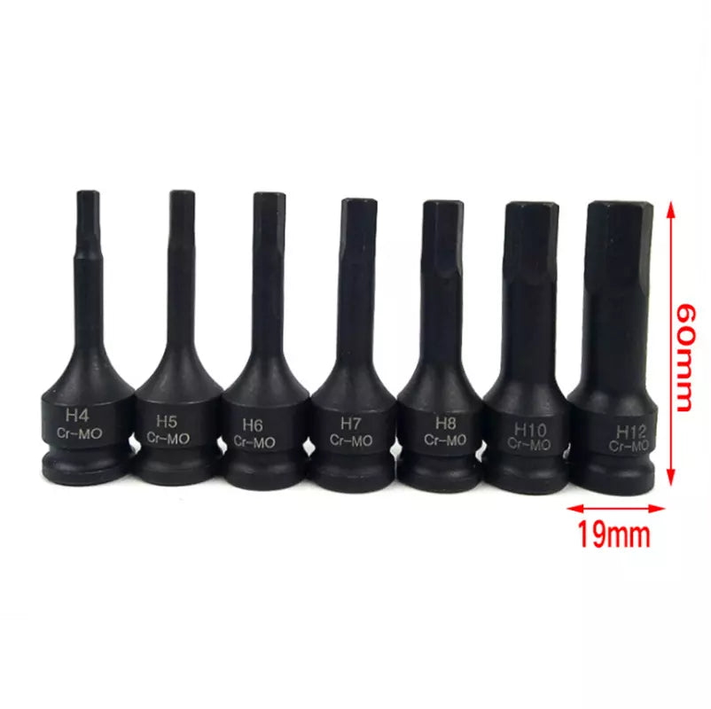 Set biti de impact Torx T20-T60, antrenare 1/2", 7 piese