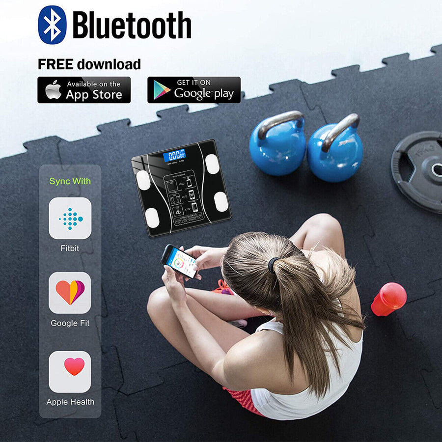 Cantar corporal cu ecran digital Iluminat, aplicatie smart, compatibil android/Ios, conectare bluetooth, termometru, 180 Kg Max