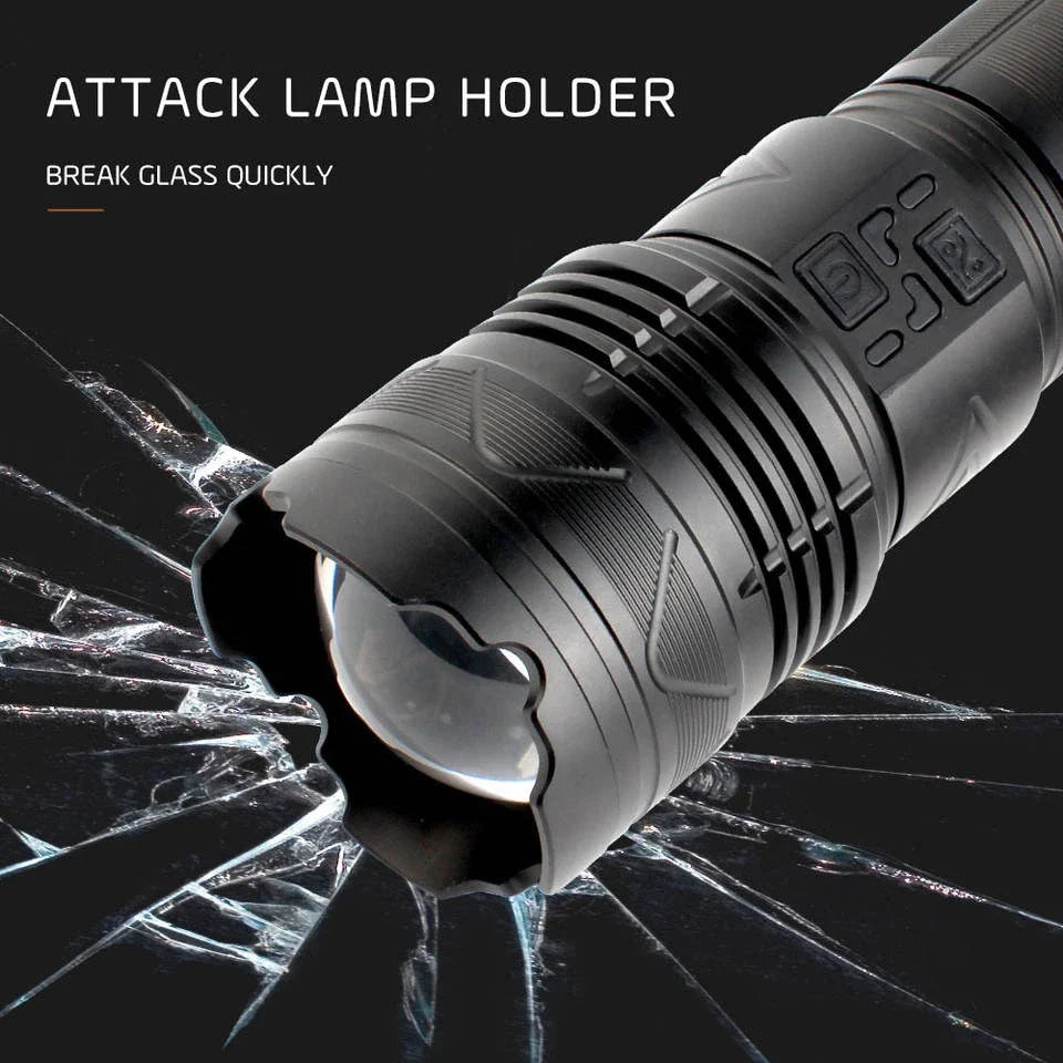 Lanterna profesionala cu LED laser, incarcare Type-C, 4 acumulatori inclusi, afisaj baterie, distanta iluminare pana la 1000 m,