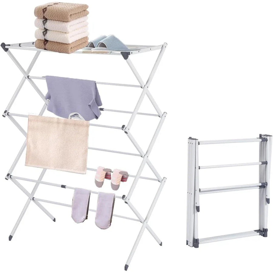 Uscator rufe metalic pliabil 3 niveluri, 11 bare, 74x103x38cm