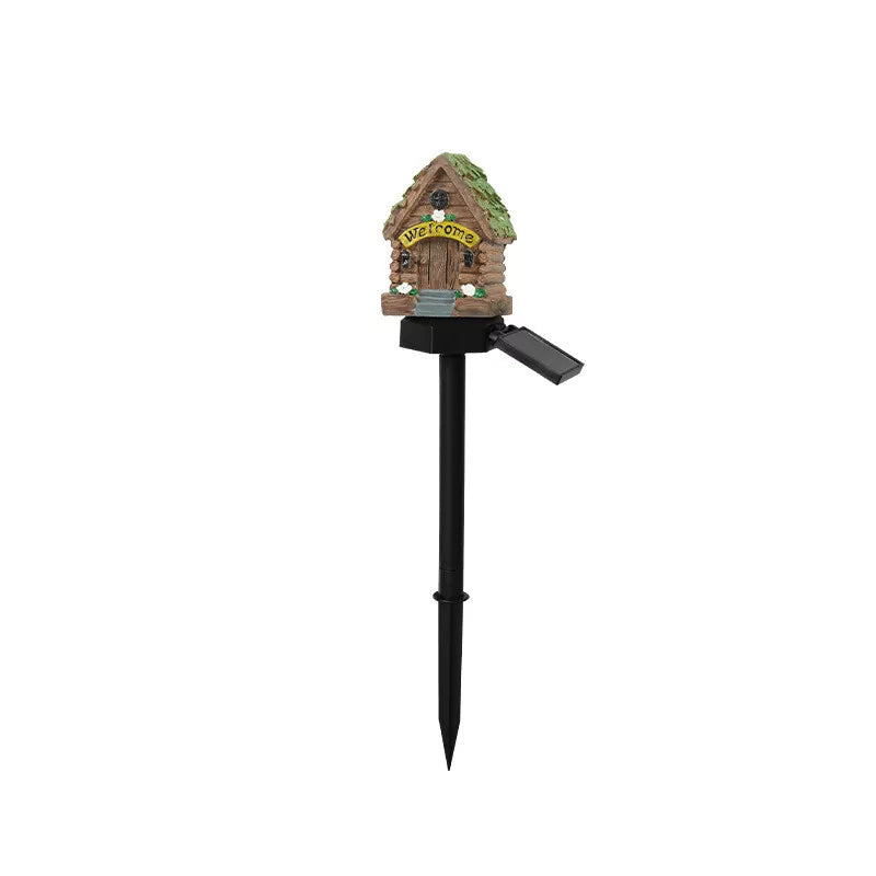 Lampa decorativa de gradina cu încarcare solara, model casuta din povesti