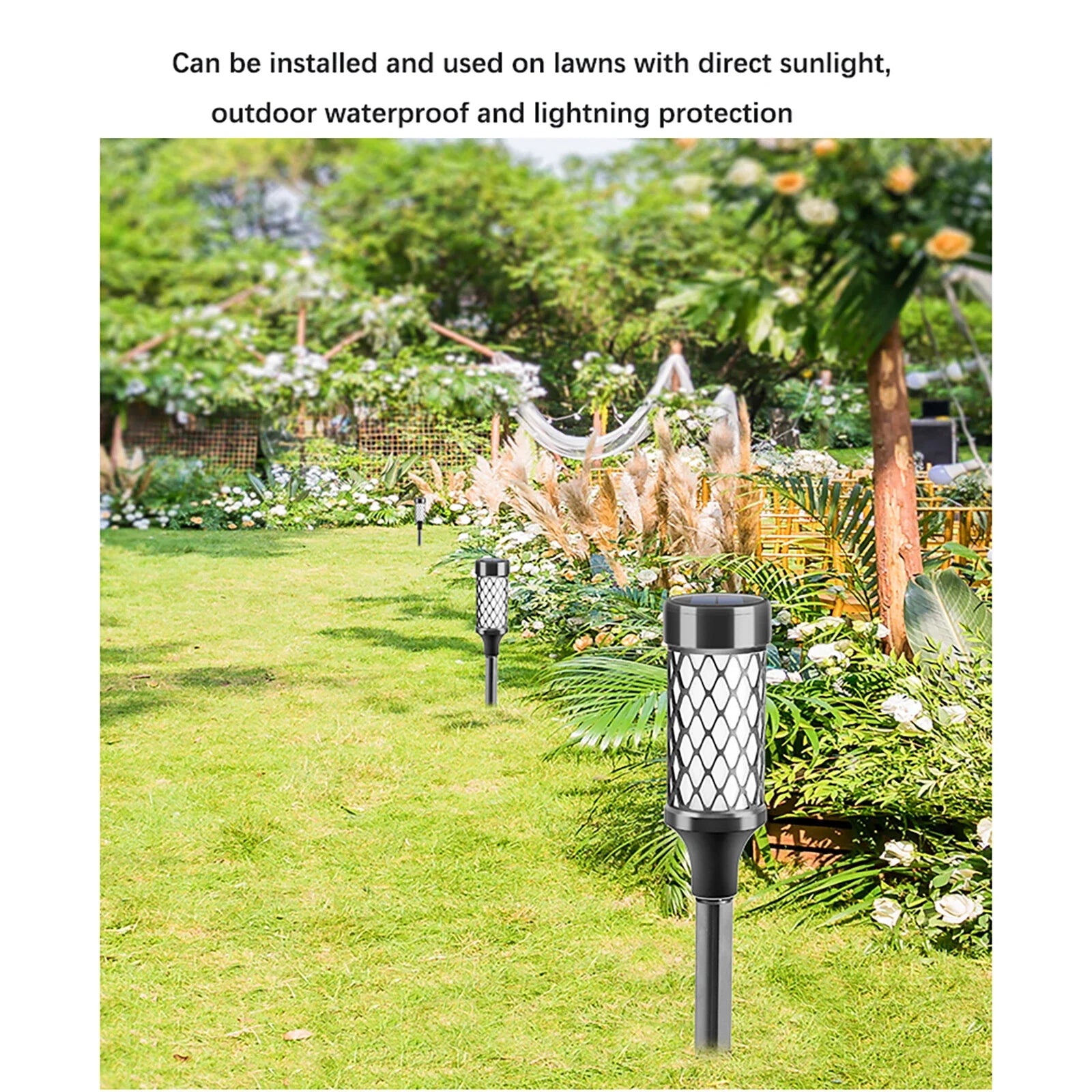 Set 4 Lampi solare LED pentru gradina, 10 LED SMD2835, iluminare automata, 38.5 cm