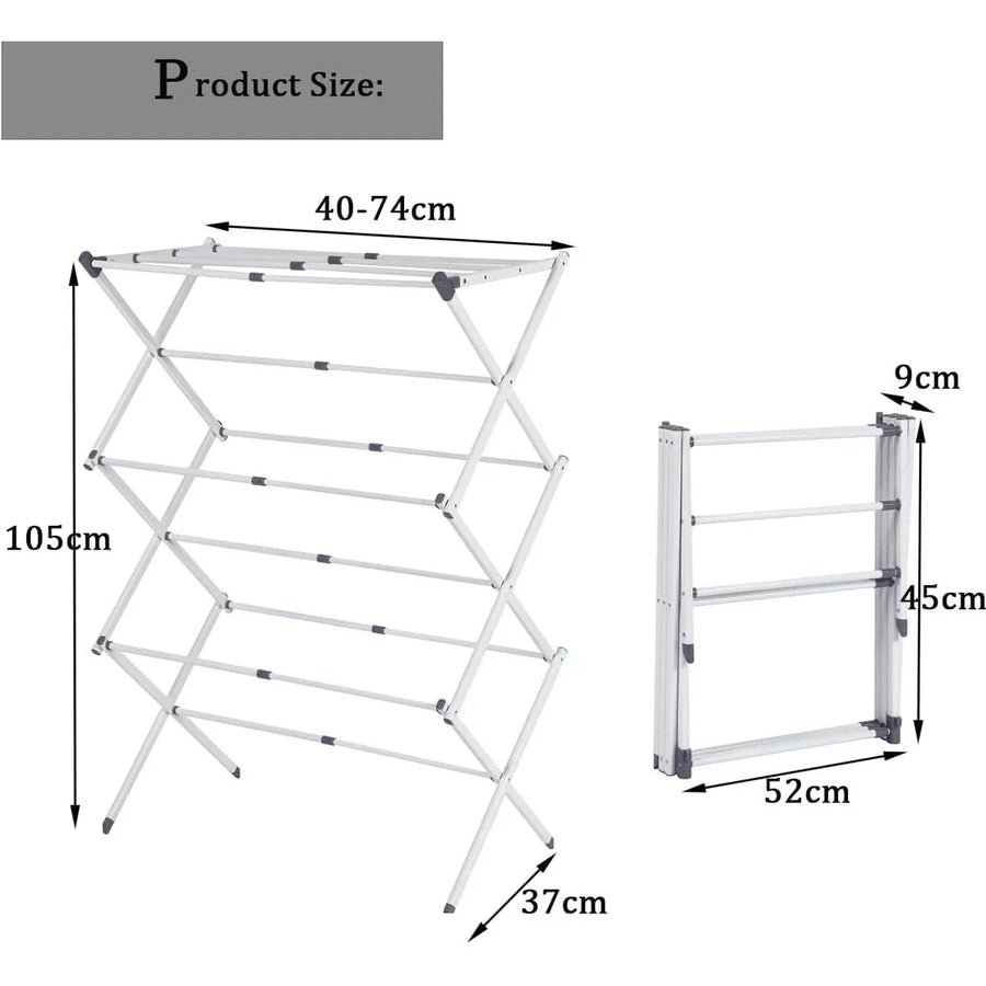 Uscator rufe metalic pliabil 3 niveluri, 11 bare, 74x103x38cm