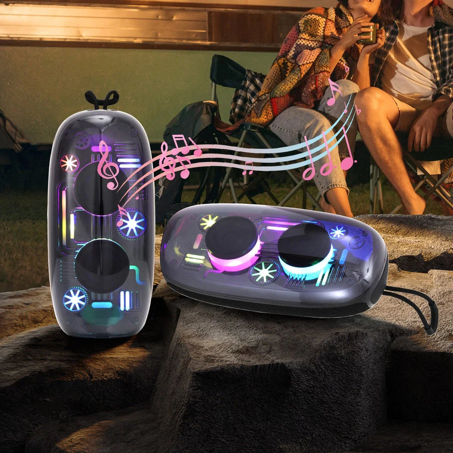 Boxa Portabila Bluetooth, Design Transparent cu Lumini RGB si Sunet Puternic