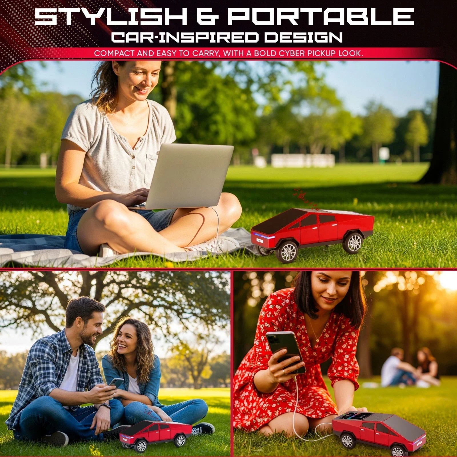 Boxa Portabila Cyber Truck Speaker Wireless TWS cu Sunet 3D si Design Futurist