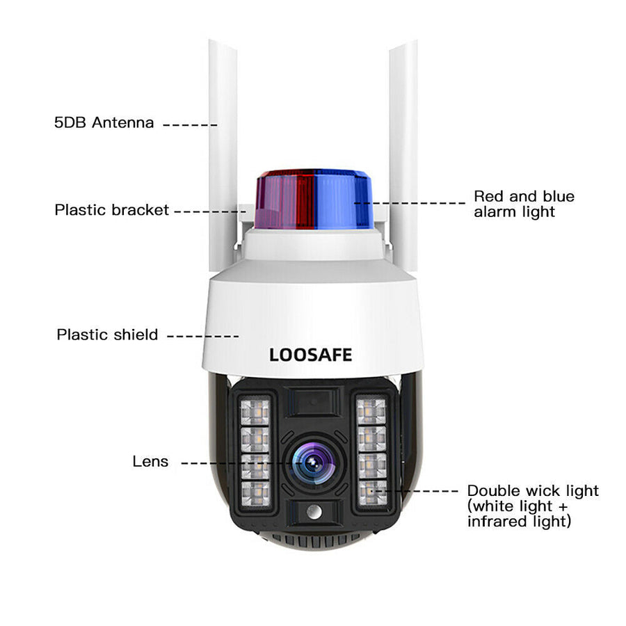 Camera supraveghere WIFI 1080p, cu sirena, vedere color noaptea, Rotire 360, V380 pro