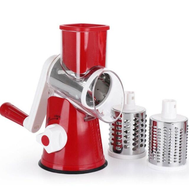 RESIGILAT - Razatoare manuala pentru legume Tabletop Drum Grater, 3 lame interschimbabile