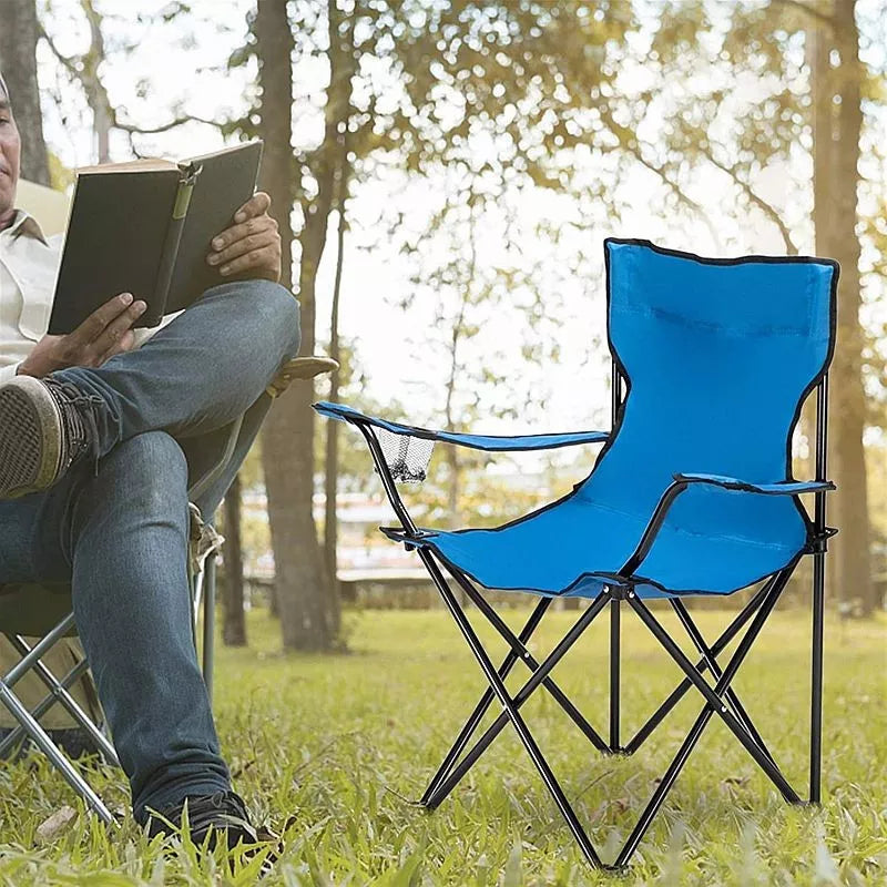 Set 2 scaune camping pliabile cu suport pahar si husa de transport, pentru camping, plaja, pescuit sau gradina, 50 x 50 x 80 cm