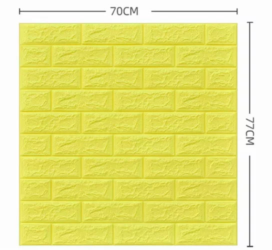 Tapet 3D caramida galbena  auto-adeziv pentru interior, 70 x 77 cm