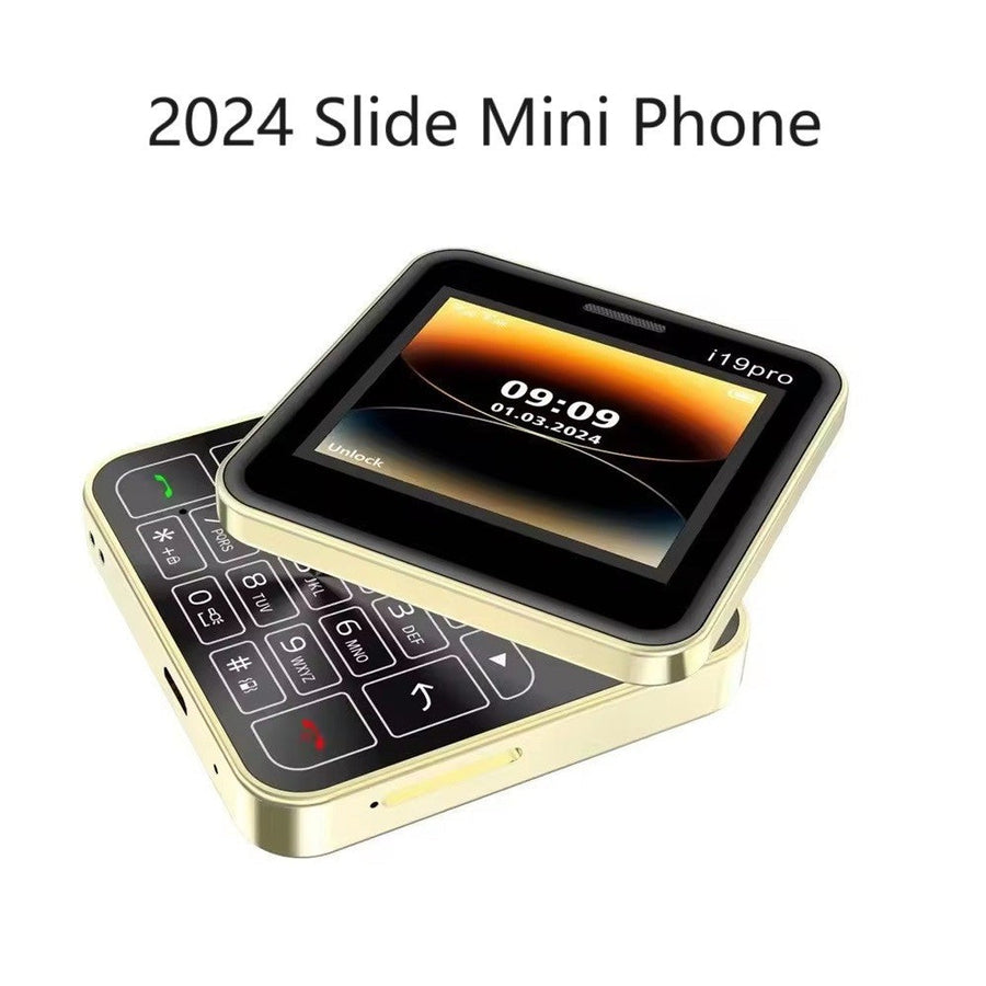 Telefon Mini i19 Pro Slide Button – 2.4", Dual SIM, 2G GSM, camera, FM, Bluetooth, butoane, deblocat
