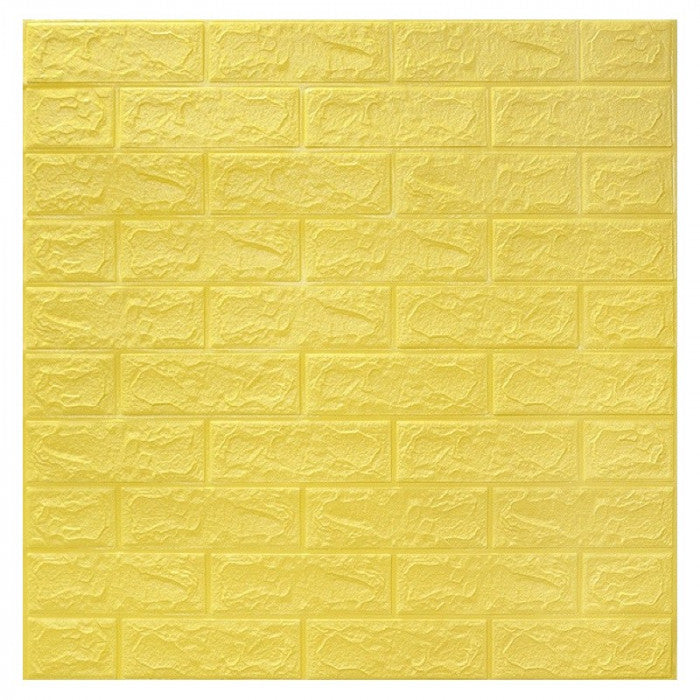 Tapet 3D caramida galbena  auto-adeziv pentru interior, 70 x 77 cm
